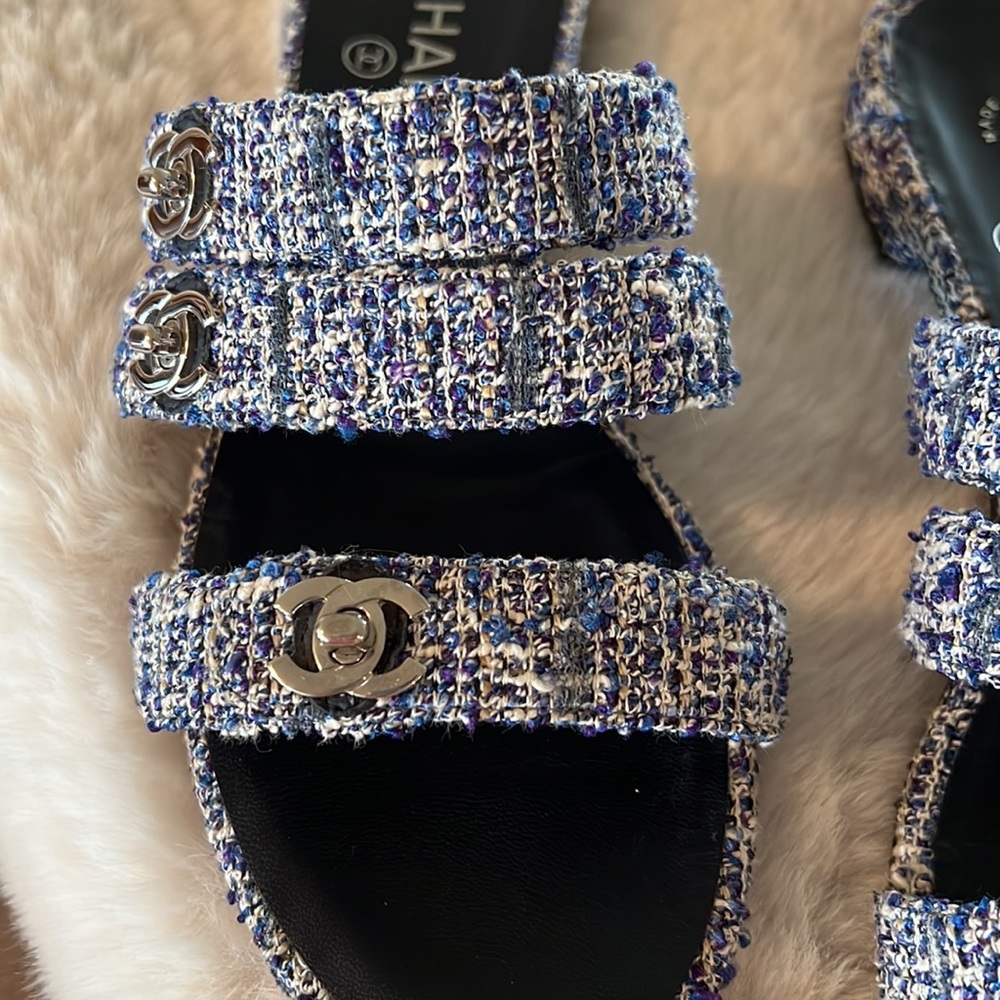CHANEL tweed and lambskin mules/sandals - Picture 4 of 7